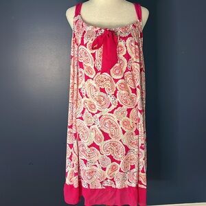 Secret Treasures 2x chemise nightie, paisley hot pink with hot pink bow, & hem